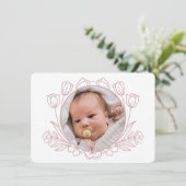 Eenvoudige Bloemen Wit Roze Doop Dank u kaart (Staand voorkant)