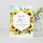 Eenvoudige Bloemen Zonnebloem Huwelijk Save The Date (Staand voorkant)