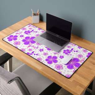 Eenvoudige bloemenaquarelprint paars en roze bureaumat