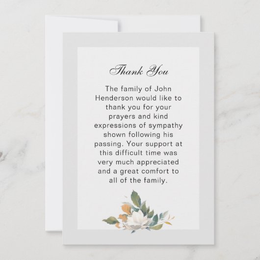 Eenvoudige bloemenbegrafenis bedankkaart kaart (Voorkant)