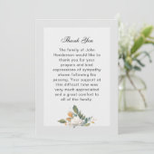 Eenvoudige bloemenbegrafenis bedankkaart kaart (Staand voorkant)