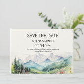 Eenvoudige bloemenberg horizontaal save the date (Staand voorkant)