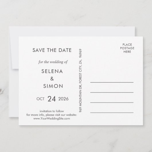 Eenvoudige bloemenberg horizontaal save the date (Achterkant)