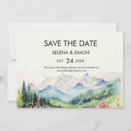 Eenvoudige bloemenberg horizontaal save the date