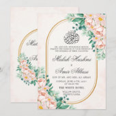 Eenvoudige Bloemenblad Nikah Islamitische Moslim b Kaart (Voorkant / Achterkant)
