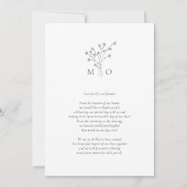 Eenvoudige bloemenboeket foto bruiloft bedankkaart