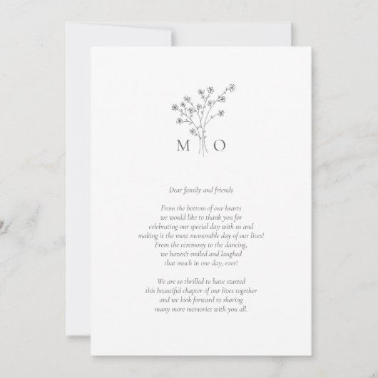 Eenvoudige bloemenboeket foto bruiloft bedankkaart (Voorkant)