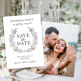 Eenvoudige bloemenboho Save the Date fotouitnodigi Kaart