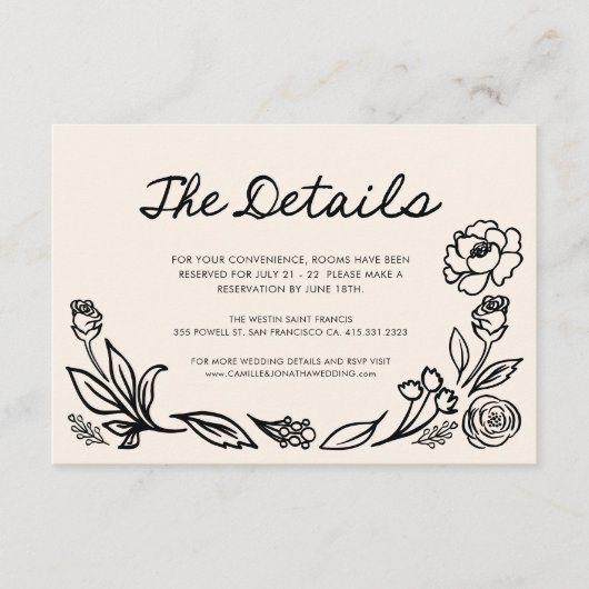 Eenvoudige bloemenbruiloft Details Behuizing Kaart (Voorkant)