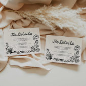 Eenvoudige bloemenbruiloft Details Behuizing Kaart