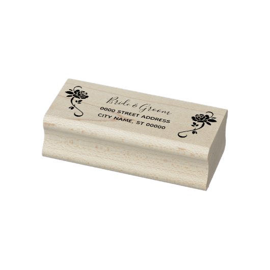 Eenvoudige bloemenbruiloft retouradres Rubberen st Rubberstempel (Stempel)