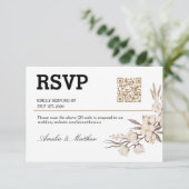 Eenvoudige bloemenbruiloft RSVP I QR Code Elegante (Staand voorkant)