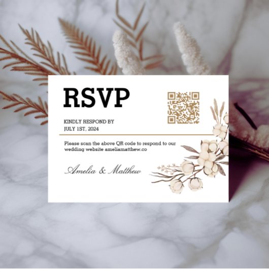 Eenvoudige bloemenbruiloft RSVP I QR Code Elegante