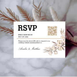 Eenvoudige bloemenbruiloft RSVP I QR Code Elegante Kaartje