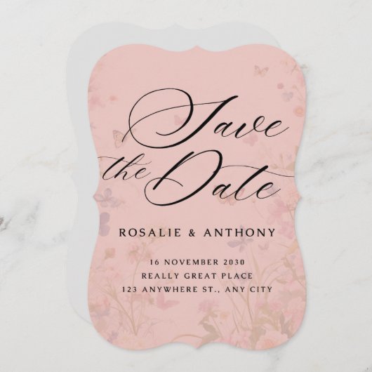Eenvoudige bloemenbruiloft Save the Dates Uitnodig Kaart (Voorkant / Achterkant)