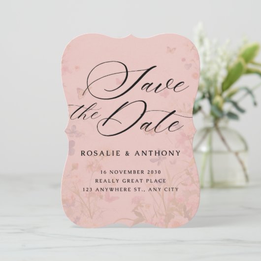 Eenvoudige bloemenbruiloft Save the Dates Uitnodig Kaart (Staand voorkant)