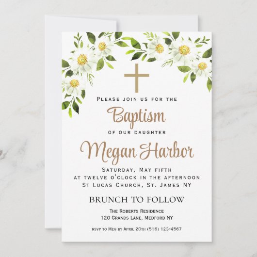 Eenvoudige bloemendoop uitnodiging (Voorkant)