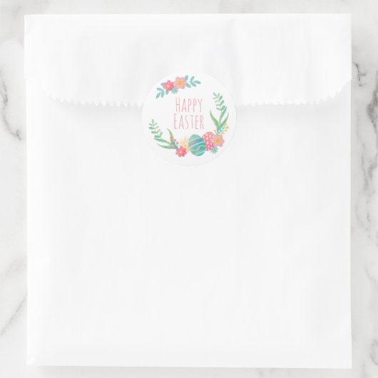 Eenvoudige bloemengelukkige Pasen | Sticker Seal (Tas)