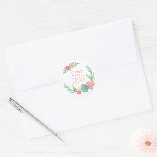 Eenvoudige bloemengelukkige Pasen | Sticker Seal (Envelop)