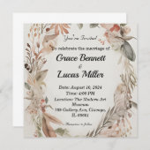 Eenvoudige bloemengeschilderde zachte bruiloft uit kaart (Voorkant / Achterkant)