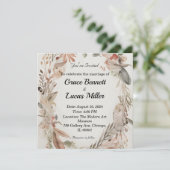 Eenvoudige bloemengeschilderde zachte bruiloft uit kaart (Staand voorkant)