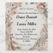 Eenvoudige bloemengeschilderde zachte bruiloft uit wijn etiket (Enkel label)