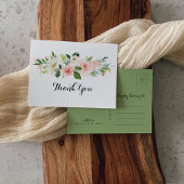 Eenvoudige bloemengroene bladkalligrafie dank u briefkaart