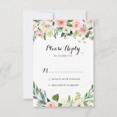 Eenvoudige bloemengroene bladkalligrafie RSVP (Voorkant)