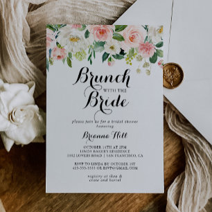 Eenvoudige bloemengroene brunch met de bruidsdouch kaart