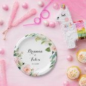 Eenvoudige bloemengroene kalligrafie bruidstaart papieren bordje (Feest)