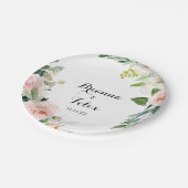 Eenvoudige bloemengroene kalligrafie bruidstaart papieren bordje (Gekanteld)
