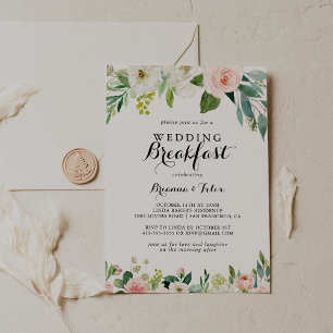 Eenvoudige bloemengroene kalligrafie bruiloft ontb kaart