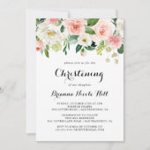 Eenvoudige bloemengroene kalligrafie doopsel kaart (Voorkant)