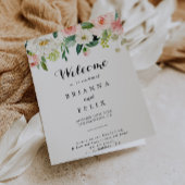 Eenvoudige bloemengroene kalligrafie gevouwen brui programma