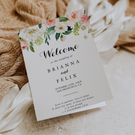 Eenvoudige bloemengroene kalligrafie gevouwen brui programma