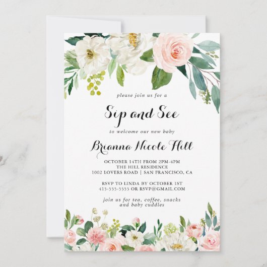 Eenvoudige bloemengroene kalligrafie Snip en zie Kaart (Voorkant)