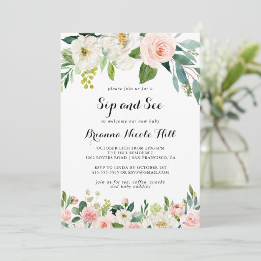 Eenvoudige bloemengroene kalligrafie Snip en zie Kaart (Staand voorkant)