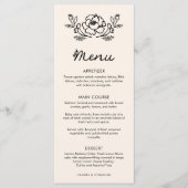 Eenvoudige bloemenhand getrokken bruiloft menu (Voorkant)