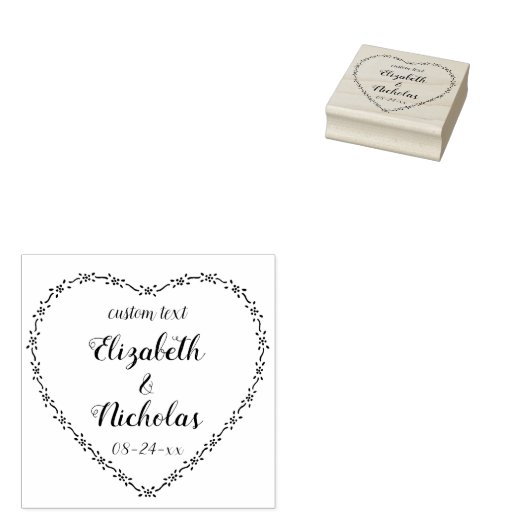 Eenvoudige bloemenhart krans rustiek land bruiloft rubberstempel (Gestempeld)