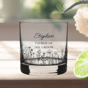 Eenvoudige bloemenkleuren wilde bloem bruiloftsfee whisky glas