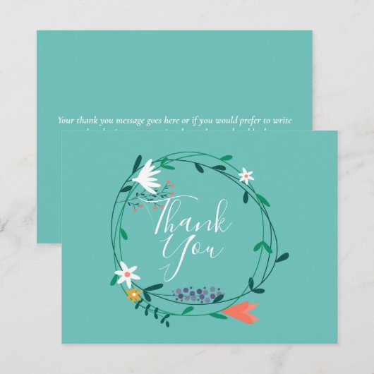 Eenvoudige Bloemenkrans Bedankkaart Zakelijk (Voorkant / Achterkant)