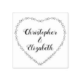 Eenvoudige bloemenkrans met hart Landelijke huweli Rubberstempel