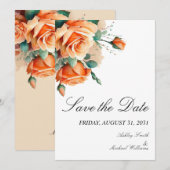 Eenvoudige bloemenminimalistische Herfst Oranje br Save The Date (Voorkant / Achterkant)