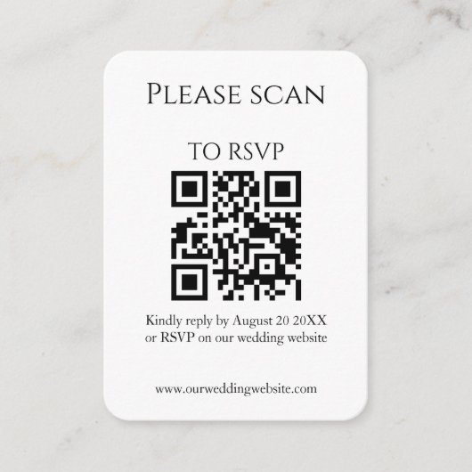 Eenvoudige bloemenmoderne QR-code & RSVP-bruiloft Informatiekaartje (Voorkant)