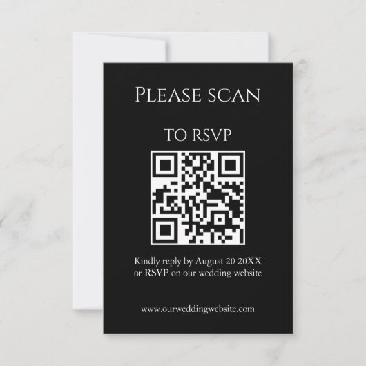 Eenvoudige bloemenmoderne QR-code & RSVP-bruiloft RSVP Kaartje (Voorkant)