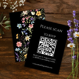Eenvoudige bloemenmoderne QR-code & RSVP-bruiloft RSVP Kaartje