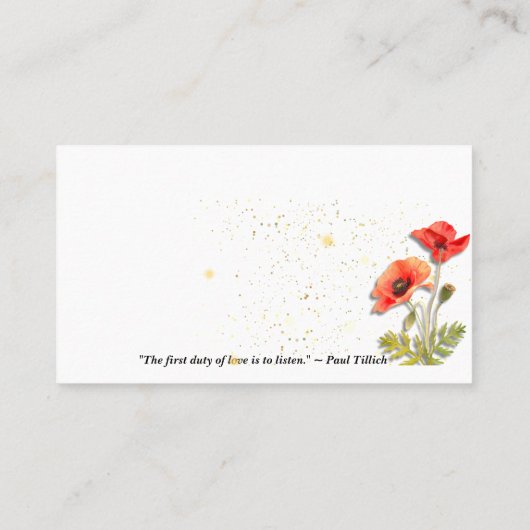 Eenvoudige bloemenpapaver visitekaartje (Achterkant)