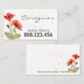 Eenvoudige bloemenpapaver visitekaartje (Voorkant / Achterkant)