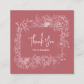 Eenvoudige Bloemenrand Stoffig Roze QR-code Bedank Vierkante Visitekaartje (Voorkant)