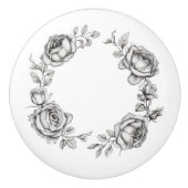 Eenvoudige bloemenring van rozen keramische knop (Voorkant)